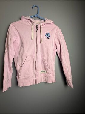 Life is Good Seashell Pink "Simply True" Fleece Zip Hoodie Womens Sz S